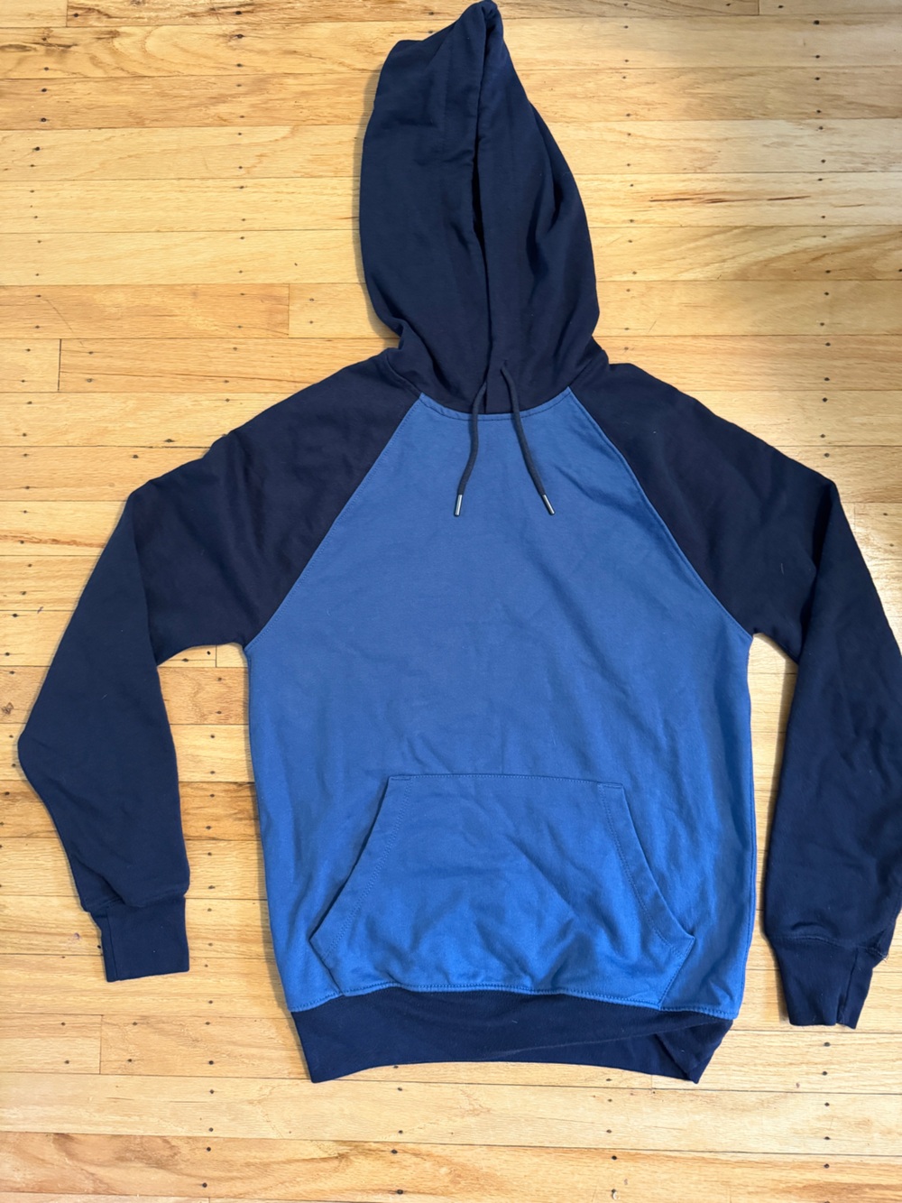 J. Crew Black and Navy Authentic Fleece Hoodie